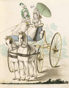 Kaksi naista, negligesi päällä, tuulettumassa faetonissa, Nikolaus Heideloffin muotigalleriasta, osa I, elokuu 1794 (vedos).
