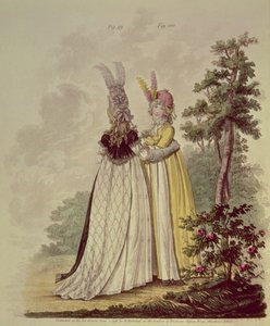 Kävelymekot N. Heideloffin "Gallery of Fashionista", 1796 (akvatinta)