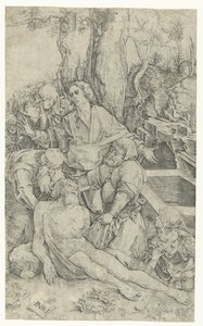 Kristuksen hautaus tekijältä Nicoletto da Modena (attributed to)
