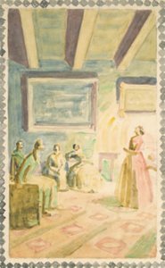 Jenny Lind canta a Weimar per a la família del Gran Duc i H.C. Andersen. Esborrany de decoració al fresc a H.C. Andersen Memorial Hall a Odensefinnish tekijältä Niels Larsen Stevns