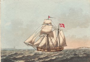 Tanskalainen galease, nähdä tuulessa, sivutuulen kanssa tekijältä Niels Truslew