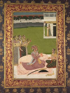 Muotokuva Maharaja Savant Singhistä puolison kanssa, Bani Thani, 1700-luvun puoliväli. tekijältä Nihal Chand