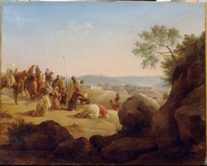 Les pelerins devant Jerusalem (Israel). Nikanor Grigorievich Chernetsoffin maalaus tekijältä Nikanor Grigorievich Tschernezoff