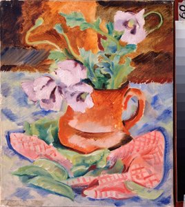 Nature morte, unikot (Asetelma, Unikot) - Nikolai Andrejevitš Tyrsa (Tirsa) (1887-1942) työ, guassi ja tempera pahville tekijältä Nikolai Adrianovich Tyrsa