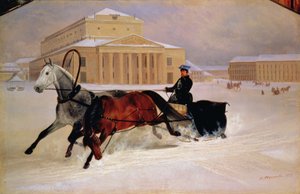 Tolppapari ja jälkihevonen Bolshoi-teatterissa Moskovassa, 1852.