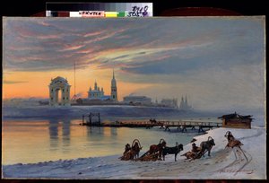 "Näkymä Angarajoelle Irkutskissa Siperiassa" Nikolai Florianovitš Dobrovolskyn (1837-1900) maalaus 1886 Valtion taidemuseo, Irkutsk tekijältä Nikolai Florianovich Dobrovolsky
