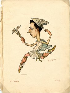 Balettitanssija ja koreografi Michel Fokine Tekijä: Russian Ballet in Caricatures, 1902-1905 tekijältä Nikolai Gustavovich Legat