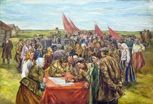 Valtion obligaatioiden allekirjoittaminen, 1930-luvun puoliväli. tekijältä Nikolai Ivanovich Shestakov