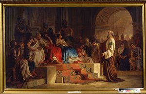 Apostoli Paavalin oikeudenkäynti. Nikolai Kornilovich Bodarevskyn (1850-1921) maalaus. Öljy kankaalle