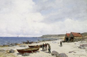 Fishermen on the Beach (öljy kankaalle)