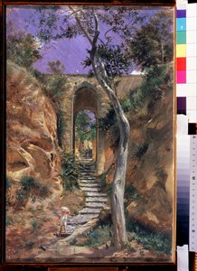 "" Le pont de Vico (Corse?) "" Peinture de Nikolai Ge (homo) (1831-1894) 1858 Koko 45,5 x 30 cm Valtion Tretjakovin galleria, Moskova tekijältä Nikolai Nikolajevitch Gay