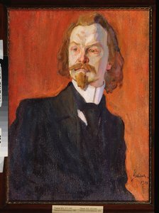 Runoilija Konstantin Balmontin (1867-1942) muotokuva (runoilija Konstantin Balmontin muotokuva) - Nikolai Pavlovich Uljanovin (Uljanov) (1875-1949) maalaus, öljy kankaalle