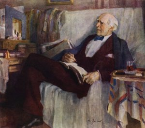Venäläisen näyttelijän ja teatteriohjaajan Konstantin Stanislavskin muotokuva työssä