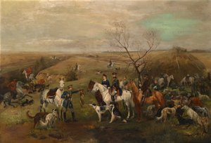 Metsästysseura keisari Aleksanteri III:n ja keisarinna Maria Fedorovnan kanssa, 1880-luku