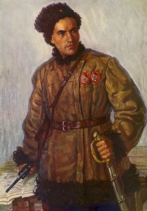 Partisaani A Lunev (värilitografia) tekijältä Nikolai Strunnikov