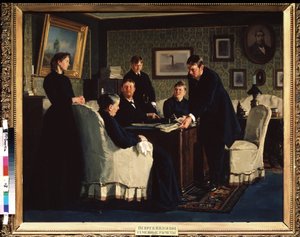 Perheen tilit. Nikolai Vasilyevich Nevrevin (1830-1904) maalaus öljy kankaalle