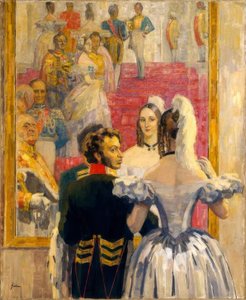 Runoilija Aleksanteri Pushkin vaimonsa kanssa Anitschissa