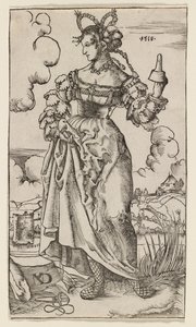 Viisaat ja tyhmät neitsyet: Viides tyhmä neitsyt, 1518. tekijältä Nikolaus Manuel Deutsch