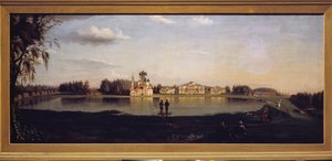 Näkymä Ostankinon kiinteistöön (Moskova, Venäjä). Nikolai Ivanovich Podkljutšnikovin (1813-1877) maalaus öljy kankaalle tekijältä Nikolay Ivanovich Podklyuchnikov