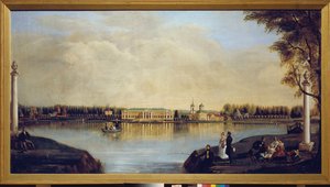 Näkymä Kuskovon palatsille (Moskova, Venäjä). Nikolai Ivanovich Podkljutšnikovin (1813-1877) maalaus öljy kankaalle tekijältä Nikolay Ivanovich Podklyuchnikov