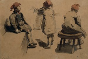 Pojat pixie-huput (akvarelli paperille) tekijältä Nils Bergslien