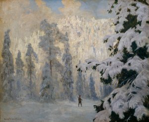 Hunter Skiing (öljy kankaalle)