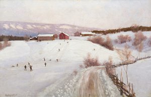 Talvi Norjassa (öljy kankaalle)