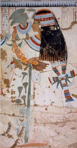 Ouserhatin äiti, kopio freskosta Ouserhatin haudasta, Thebasta, joka on peräisin Seti I:n hallituskaudelta, Nina Daviesin laatima levy teoksesta Ancient Egyptian Paintings (muinaiset egyptiläiset maalaukset) tekijältä Nina de Garis Davies