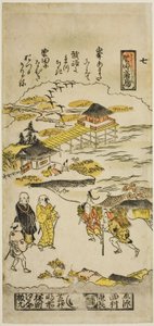 Laskeutuvat hanhet Katadassa (Katada no rakugan), nro 7 sarjasta "Kahdeksan näkymää Omista" tekijältä Nishimura Shigenaga