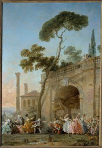 Colin-aillard (Game of Colin Maillard). Joulu Hallen (1711-1781) maalaus, noin 1770-1780. Öljy kankaalle. Amiens, Musee De Picardie