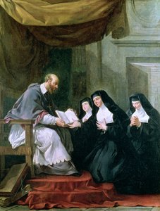 St. Francois de Sales (1567-1622) St. Jeanne de Chantalin vierailun säännön antaminen (1572-1641) tekijältä Noel Halle