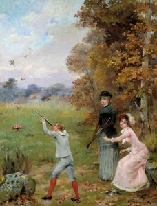 Pieni metsästäjä maalaus Noel Saunier (1847-1890) 1800-luvun yksityinen kokoelma tekijältä Noel Saunier