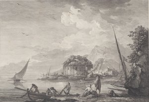 Näkymä Venuksen temppelin jäännöksistä Nisidan saarella lähellä Pouzzolia G..., 1761.