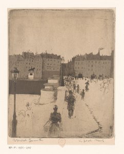 Näkymä Pont Neufille Pariisissa Le Pont Neuf (otsikko esineessä) tekijältä Norbert Goeneutte
