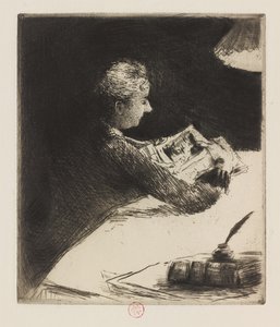 Lukeminen yöllä, 1864-94 tekijältä Norbert Goeneutte