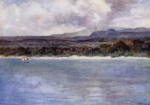 Mount Marion, aktiivinen tulivuori, Ambrynin saari, Uudet Hebridit (väri litho) tekijältä Norman Hardy