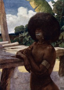 Kotoisin Brittiläisestä Uudesta-Guineasta, näyttää hiusten käyttötavan (väri litho) tekijältä Norman Hardy