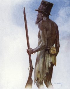 Vanha kannibaalipäällikkö, jonka taiteilija tapasi Aoban saarella Uusilla Hebrideillä (värilitho) tekijältä Norman Hardy