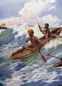 Riutan ohittaminen, Aoba, Uudet Hebridit (värilitho) tekijältä Norman Hardy