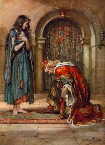 Tennyson, The Beggar-Maid (väri litho) tekijältä Norman Mills (after) Price