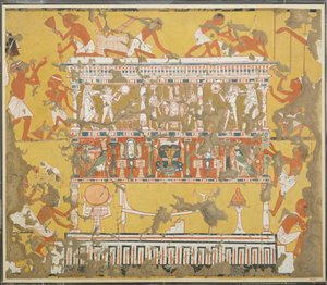Katafalkin rakentaminen, Ipuyn hauta, noin 1279-1213 eaa. (tempera paperille) tekijältä Norman de Garis Davies