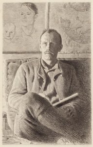 Fridtjof Nansenin muotokuva (etsaus) tekijältä Norwegian School