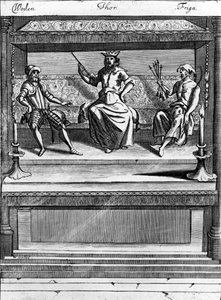 Woden, Thor ja Friga, 1670-1680 tekijältä Norwegian School