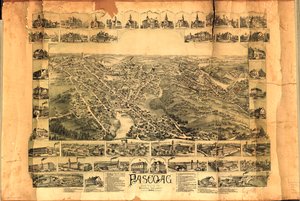 Lintuperspektiivi. Reliefi kuvattuna. Sisältää hakemiston kiinnostaviin kohteisiin ja 45 col. sairas. rakennuksista. Saatavilla myös Library of Congress -verkkosivuston kautta rasterikuvana. Kopio epätäydellinen: Tahrainen, tumma, hauras, repeytynyt, rypis tekijältä O.H. Bailey and Co.