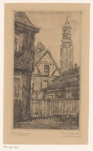 Kaupunkikuva ja torni Weimarissa Alt Weimar (otsikko esineessä) tekijältä Octavia Cornelia Suzanna Hofstede de Groot (signed by artist)