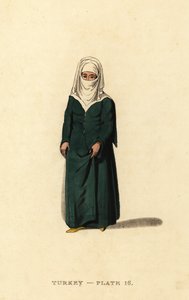 Turkkilainen nainen Konstantinopolista (Istanbul), Ottomaanien valtakunta tekijältä Octavian (after) Dalvimart