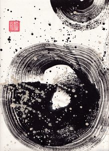 Circle Ink Abstraction 1, 2015 (muste ja väri Xuan-paperille)