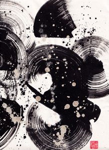 Circle Ink Abstraction 2, 2015 (muste ja väri Xuan-paperille)