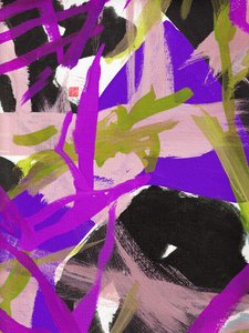 Zen Purple Floral, 2023 (akryyli kankaalle)