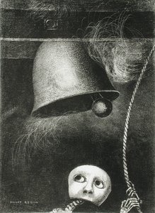 Naamio kuulostaa kuolemantuolta. Sarja: Edgar Poelle, 1882 tekijältä Odilon Redon